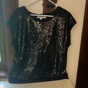 Boden Black Sequin Relaxed Blouse